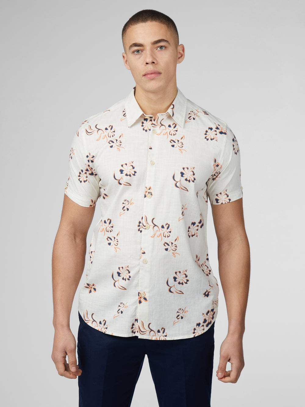 Chemises Ben Sherman Signature Linear Floral Blanche | MHQ-28237485